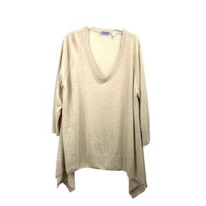Acrobat 100% linen boxy top blouse Size‎ 3X neutral  boho lagenlook